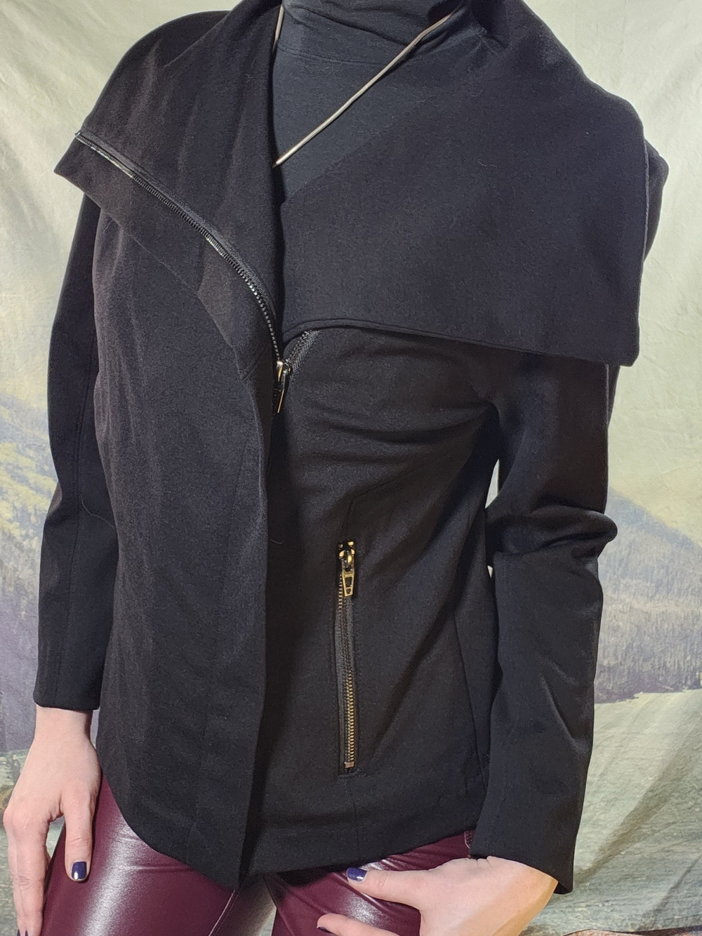 Blank NYC Black Shawl Collar Ponte Moto Jacket Medium